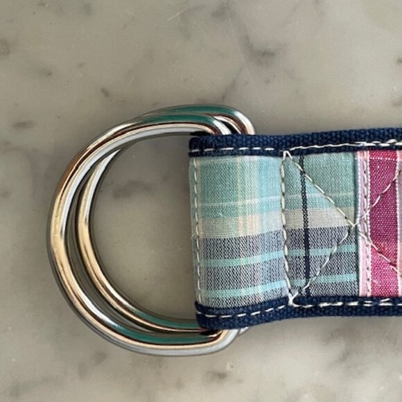 G.H. BASS Madras Patchwork Double D Ring Cotton Belt M/L - Picture 13 of 16